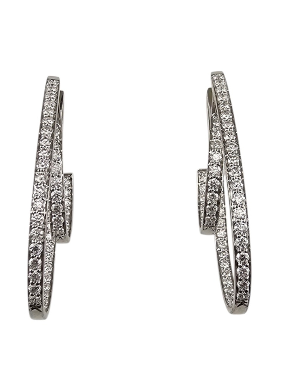 18K White Gold Diamond Inside-Out Double Hoop Earrings #24589